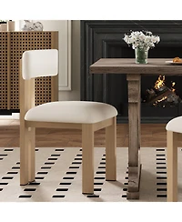 Streamdale Furniture Upholstered Armless Dining Chairs With Metal Legs (Set of 2),Beige