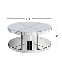 Streamdale Furniture Luxury Round Mirror Coffee Table - Fluted Glass 31.5"