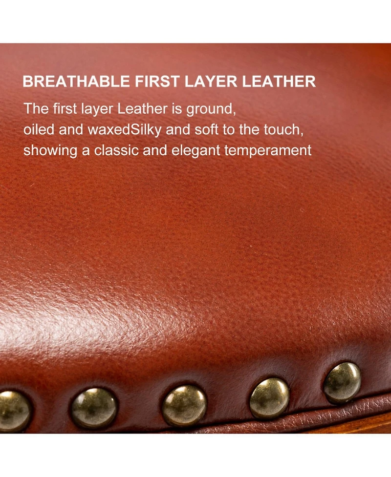 Streamdale Furniture Cow Leather Swivel Bar Stool - 26" Seat Height (Brown)