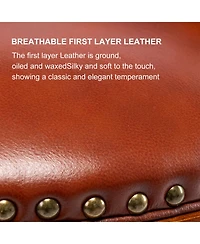 Streamdale Furniture Cow Leather Swivel Bar Stool - 26" Seat Height (Brown)