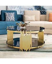 Streamdale Furniture Glass Top Round Coffee Table