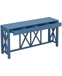 Streamdale Furniture 60" Acacia Console Table - Crisscross Design & 4 Drawers