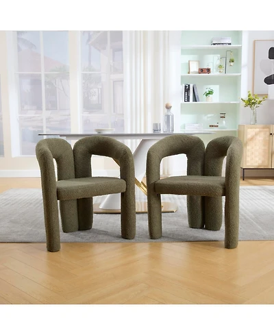 Streamdale Furniture Velvet Accent/Dining Chair Set of 2 (Olive Teddy)