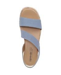 LifeStride Women's Odette Square Open Toe Wedge Sandals