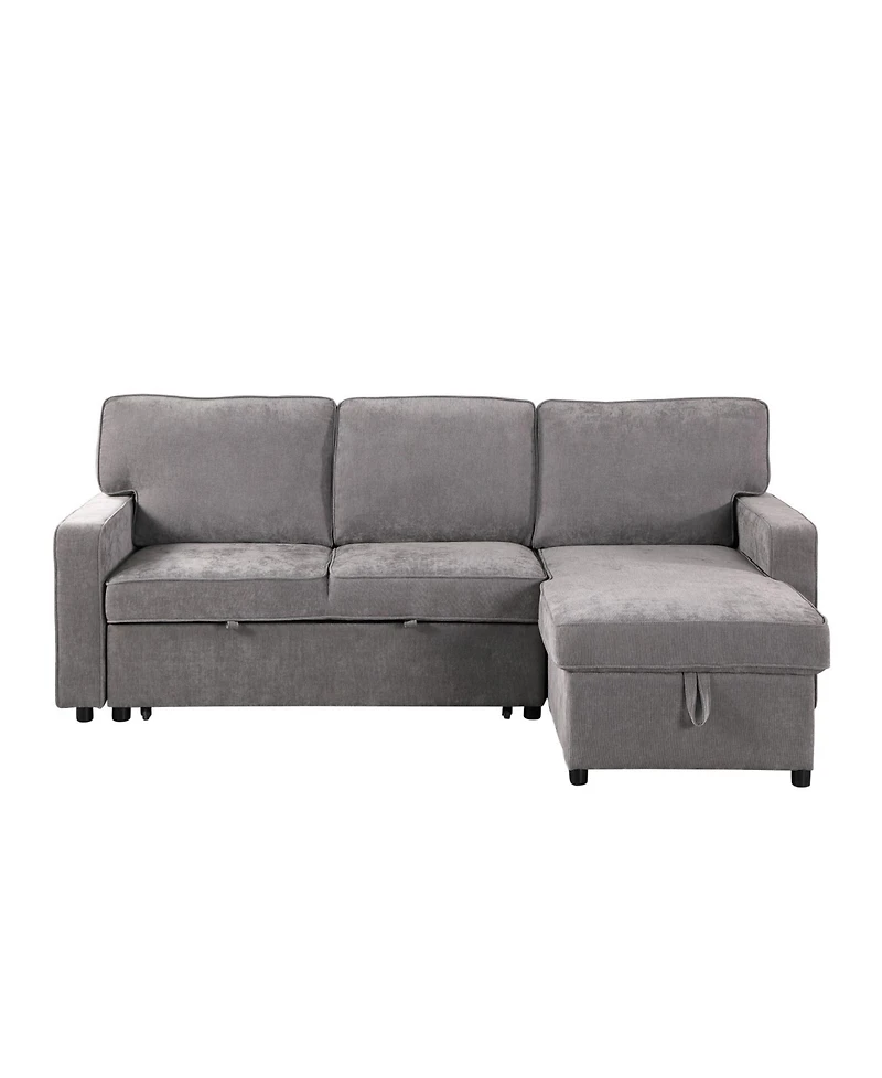 Streamdale Furniture Grey Sectional Sleeper Sofa with Storage, Usb & Cup Holders