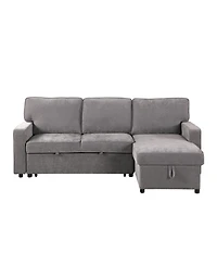 Streamdale Furniture Grey Sectional Sleeper Sofa with Storage, Usb & Cup Holders