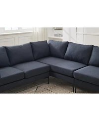 Streamdale Furniture 106" Sectional Sofa Couch Set, L-Shaped, 6-Seat, Linen with Metal Legs