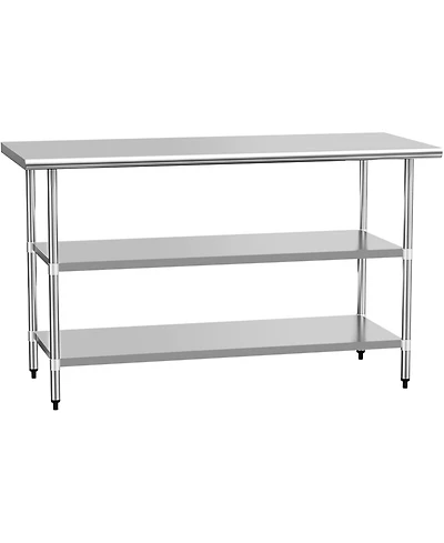 Streamdale Furniture Stainless Steel Prep Table 24"x60" w/ Adjustable Shelves