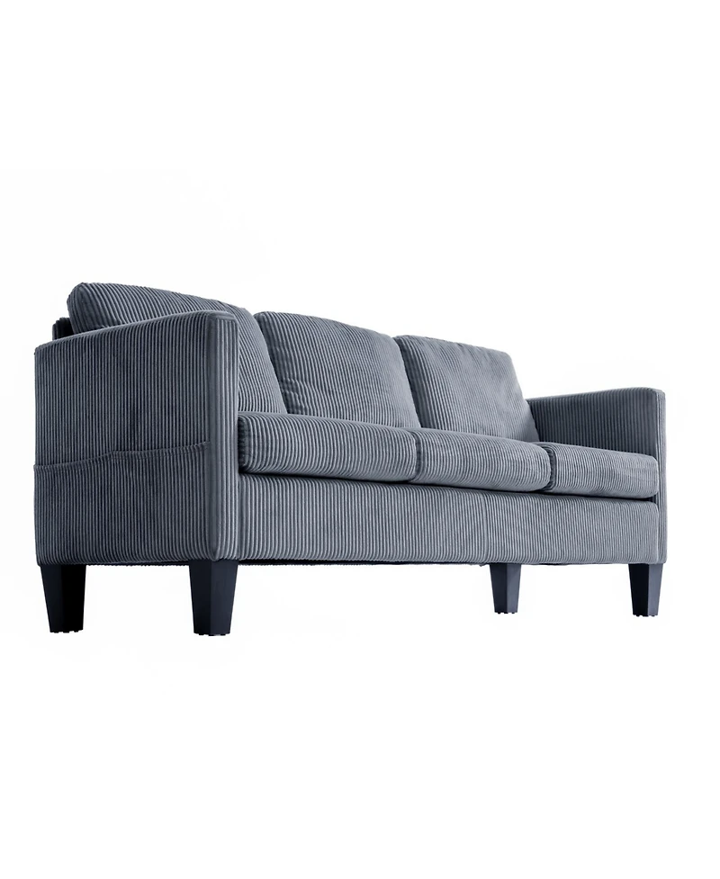 Streamdale Furniture L-Shaped Corduroy Sofa- Modern, Multi-Functional, Easy Assembly - Grey