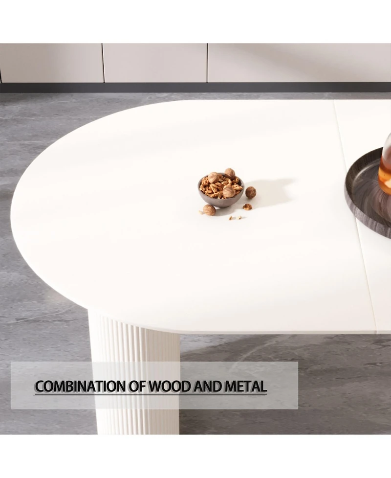 Streamdale Furniture Modern Cream Dining Table & Irregular Side Table