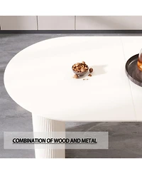 Streamdale Furniture Modern Cream Dining Table & Irregular Side Table