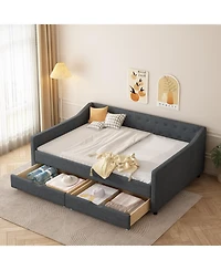 Streamdale Furniture Upholstered Daybed with Drawers & Tufted Back