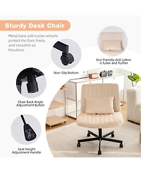 Streamdale Furniture Velvet Criss Cross Armless Office Chair with Wheels