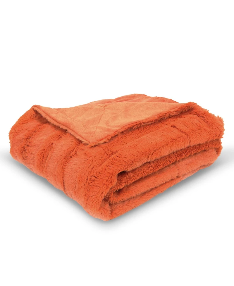 Cheer Collection Ultra Soft Faux Fur to Microplush Reversible Oversized Throw