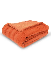 Cheer Collection Ultra Soft Faux Fur to Microplush Reversible Oversized Throw