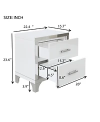 Streamdale Furniture 3-Pieces Sets,Dresser and Two Nightstands with Metal Handles and Mirror Decoration, Elegant and