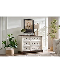 Streamdale Furniture Farmhouse 6-Drawer Wooden Chest Rustic Storage Dresser