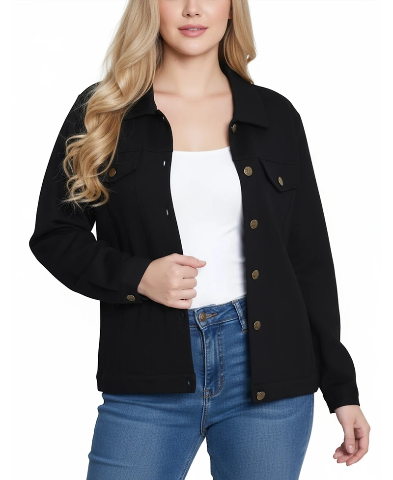 Ny Collection Plus Long Sleeve Ponte Jacket