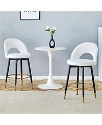 Streamdale Furniture White Pu Bar Chairs Metal Legs Set of 2