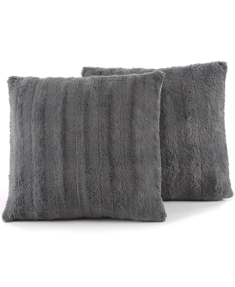 Cheer Collection Faux-Fur 2-Pack Decorative Pillows