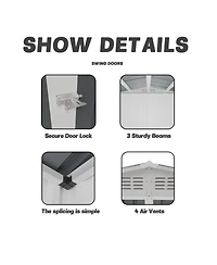 Streamdale Furniture 10x8 ft White Garden Shed with Aluminum Frame & Door