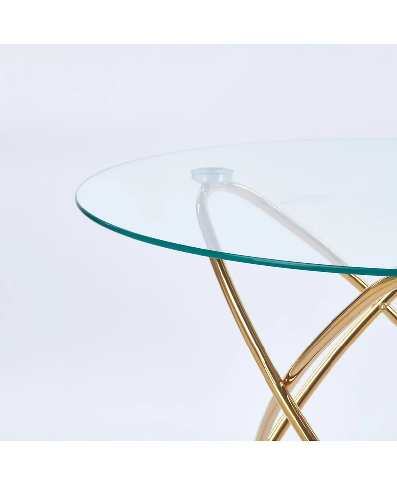Streamdale Furniture Modern Glass Dining Table with Golden Metal Legs