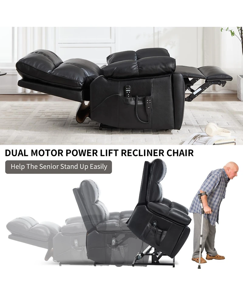 Streamdale Furniture Streamdale Leatheraire Power Lift Recliner with Heat & Massage