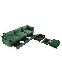 Streamdale Furniture L-Shaped Sectional Sofa, Ottoman, Wide Deep Seat, Chenille