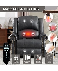 Streamdale Furniture Streamdale Heat Massage Rocker Swivel Recliner Chair, Grey