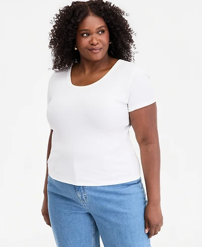 On 34th Trendy Plus Scoop Neck Short-Sleeve T-Shirt, Macy's Exclusive