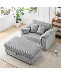 Streamdale Furniture Corduroy Armchair Set w/ Usb & Storage