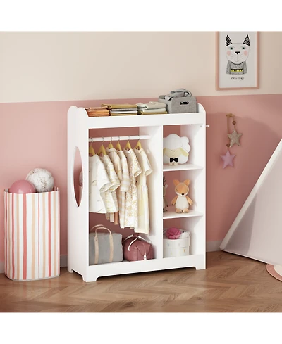 Streamdale Furniture + 1 Pc. + Wood + Mirror, Rack, Hooks & Shelves + Kids Dress Up Storage