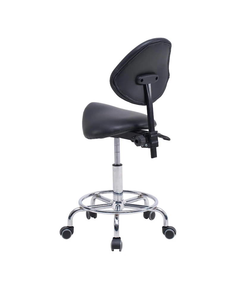 Streamdale Furniture Saddle Stool Chair with Backrest, Swivel Hydraulic Tilt Seat, Wheels & Footrest for Medical, Dental & Clinic Use