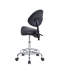 Streamdale Furniture Saddle Stool Chair with Backrest, Swivel Hydraulic Tilt Seat, Wheels & Footrest for Medical, Dental & Clinic Use