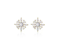 Rachel Glauber Women's 14K Gold Plated Cubic Zirconia Flower Stud Earring