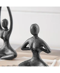 Danya B Dark Brown Cast Iron Female Peaceful Yoga Figures Sculptures Set of 3 Poses