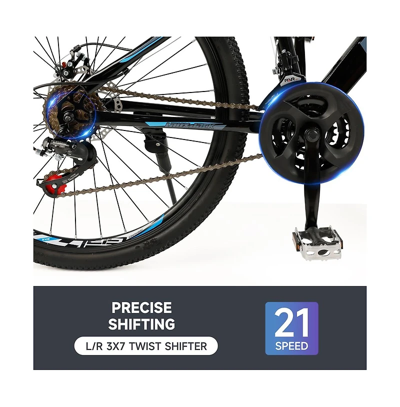 Artudatech 26-Inch 21-Speed Mountain Bike, Sleek Design with Suspension Fork & Dual Disc Brakes