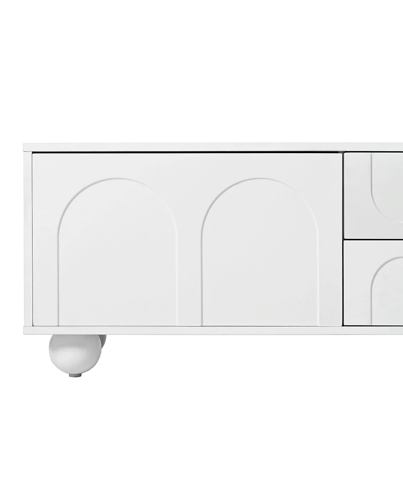 Streamdale Furniture Arched Door Tv Stand with Drawers for TVs up to 75", 5 Iron Legs