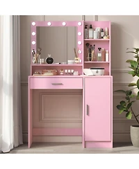 Streamdale Furniture Vanity Desk with Mirror, 3-Level Storage Dresser, Adjustable Lighting