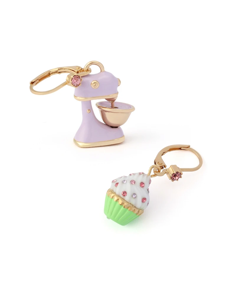 Betsey Johnson Faux Stone Sweetheart Cupcake Mismatch Drop Earrings