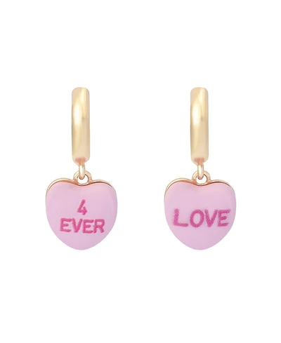 Betsey Johnson Pink Sweetheart Charm Huggie Earrings