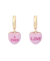 Betsey Johnson Pink Sweetheart Charm Huggie Earrings