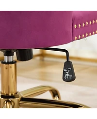 Streamdale Furniture Velvet Office Chair, Tufted, Golden Base, Adjustable, Swivel
