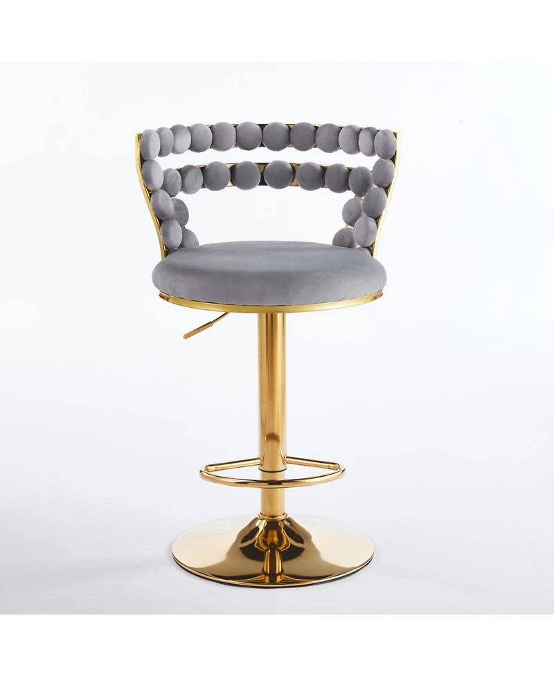 Streamdale Furniture Modern Grey Bar Chairs (Set of 2) Golden Legs