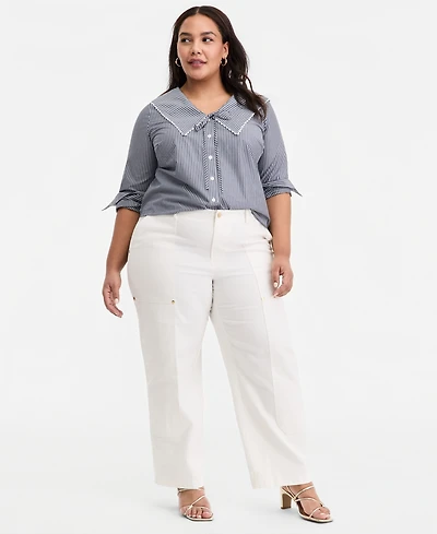 On 34th Trendy Plus High Rise Utility Straight Leg Pants, Macy's Exclusive
