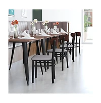 Emma+Oliver Yara Industrial Dining Chair with Rolled Steel Frame and Solid Wood Seat - 500 lbs. Static Weight Capacity