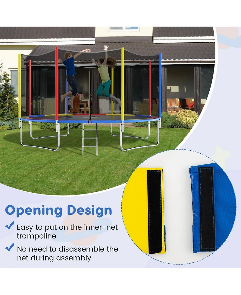 Gymax 12FT Trampoline Spring Cover w/Split Design Waterproof Surface Epe Foam Padding