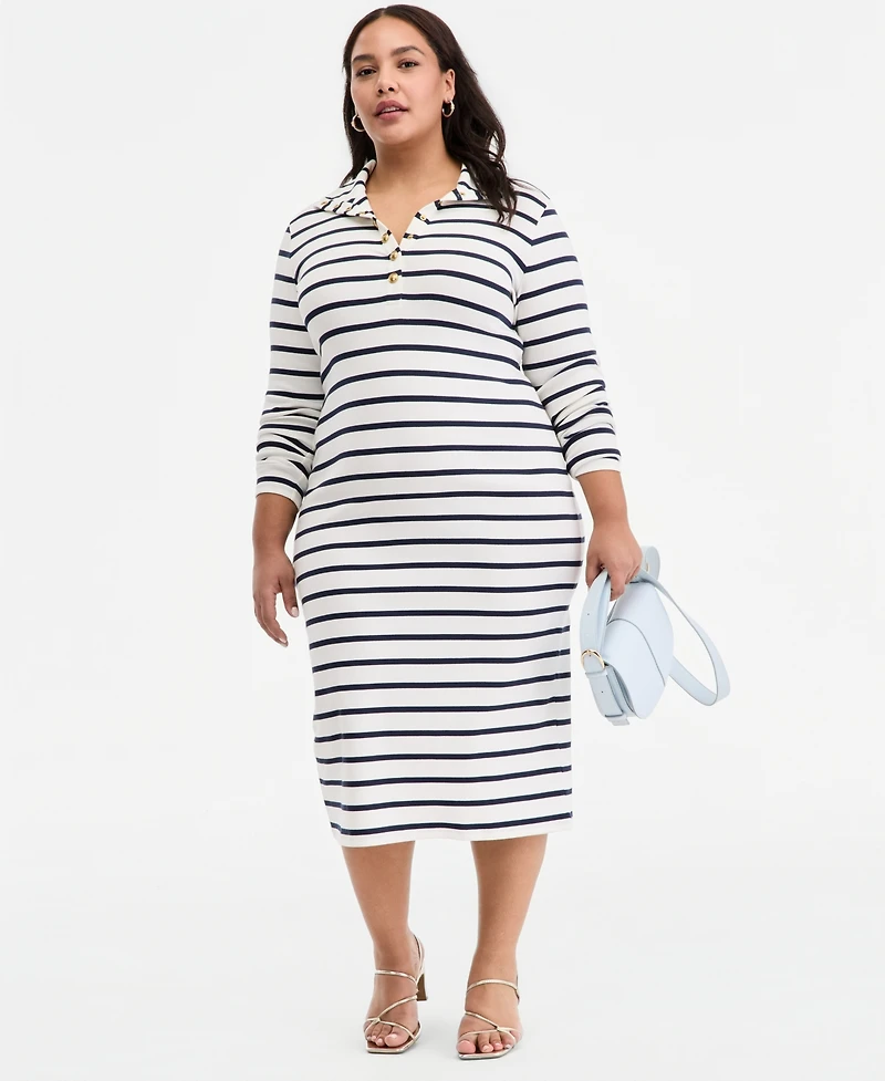 On 34th Trendy Plus Kerry Stripe Sailor Midi Dress, Macy's Exclusive