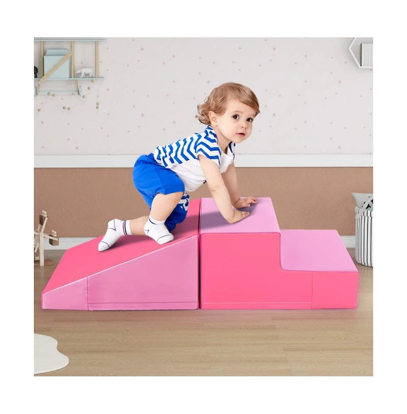 Hongge Soft Foam Climber Step and Slide Playset for Toddlers with Easy Clean Cover
