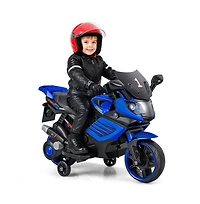 Hongge Kids Electric Ride On Motorcycle with Training Wheels and Realistic Driving Features